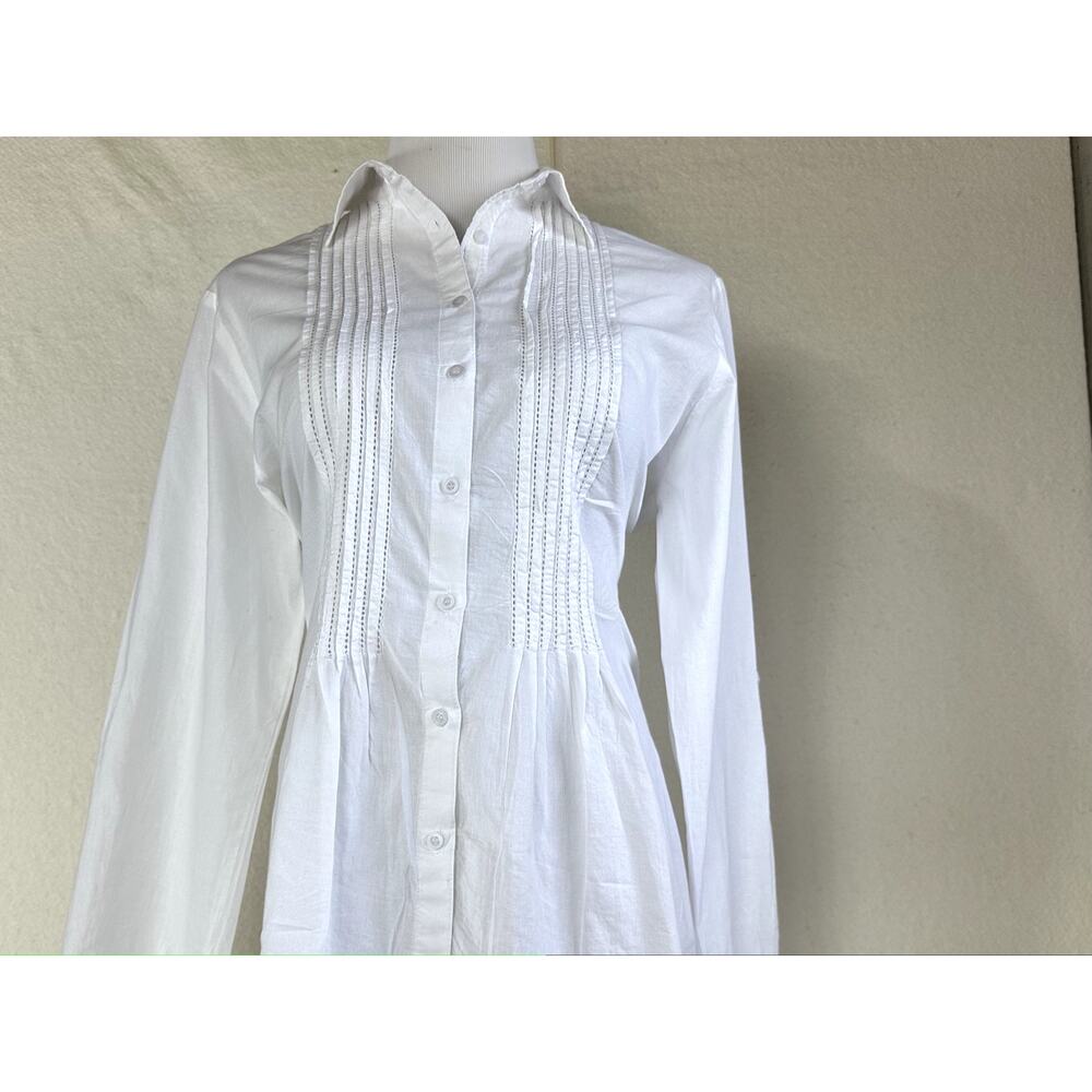Women's Vintage Goa White Rolled Sleeve SZ Large Boho